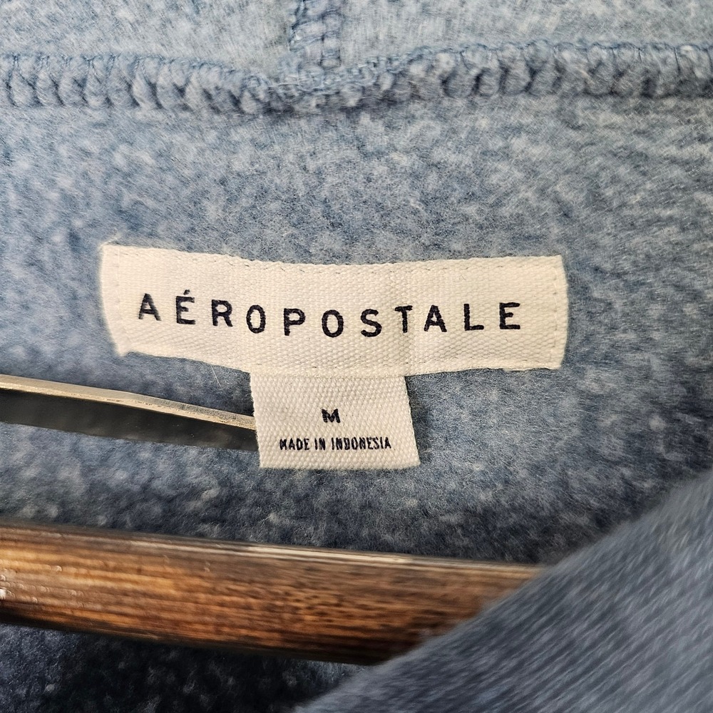 Aeropostale East Coast Hoodie Blue M Women's Cropped Logo Pullover‎ Sweatshirt - Picture 4 of 4